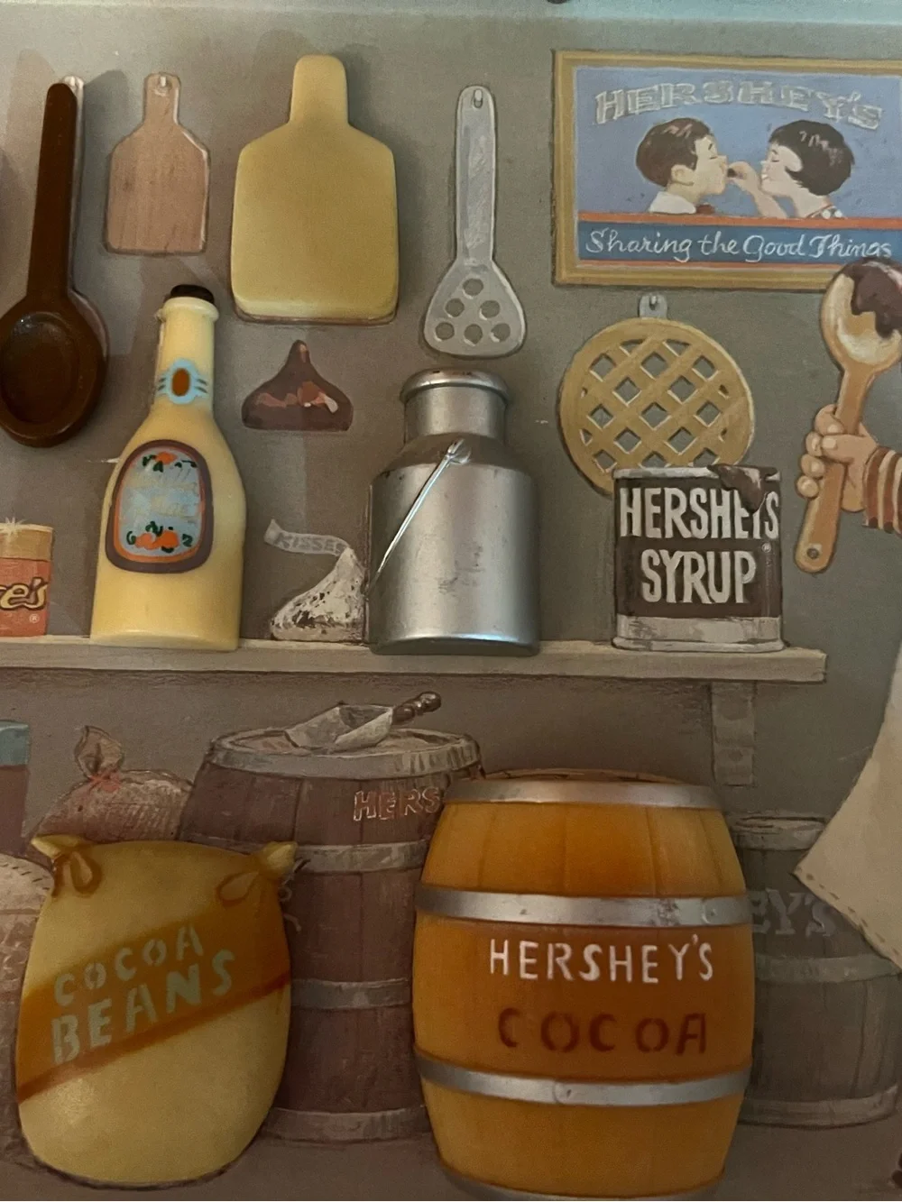 Kitchen Wall Art - Vintage Cocoa Barrel and Chef (Brown, Cream)